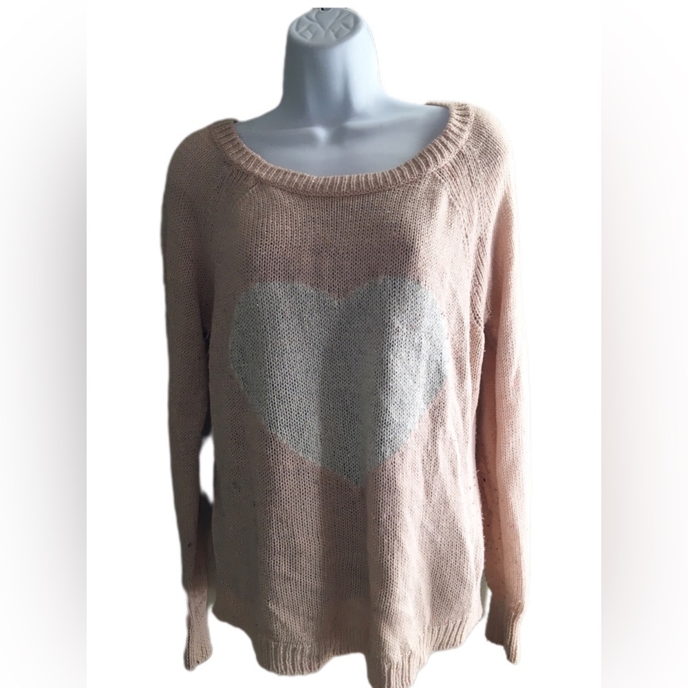 Women's Heart Sweater - Pink and Gray